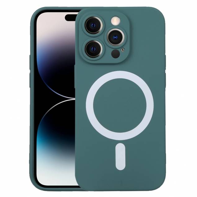 iPhone 15 Pro MagSafe silikondeksel - Mørk grønn