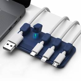 Magnetiske kabelholdere med selvklebende sokkel - 5 holdere - Blå