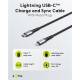 Goobay robust vevd USB-C til Lightning-kabel - MFi - 1m - Svart/grå