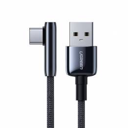 Ugreen USB til USB-C QC3.0 kabel med vinkel - 1m - Svart vevd