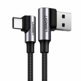 Ugreen USB til USB-C QC3.0 kabel med vinkel - 1m - Svart vevd