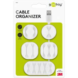 Goobay selvklebende kabelholdere i stabil gummi - 5 forskjellige - Hvit