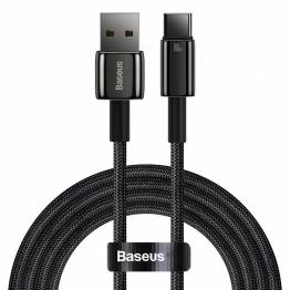 Baseus Tungsten Gold herdet vevd USB til USB-C kabel - 2m - Svart
