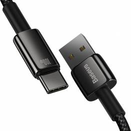  Baseus Tungsten Gold herdet vevd USB til USB-C kabel - 2m - Svart