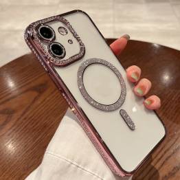 iPhone 11 MagSafe deksel med rhinestones - Rosa