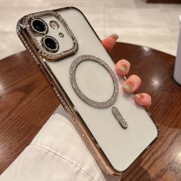 iPhone 11 MagSafe deksel med rhinestones - Gull