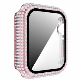 Apple Watch 4/5/6/SE 40mm deksel og beskyttelsesglass m diamanter - Sølv