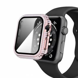  Apple Watch 4/5/6/SE 40mm deksel og beskyttelsesglass m diamanter - Sølv