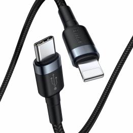  Baseus Cafule hardfør vevd Lightning Kabel - 0,5m - Sort/Grå