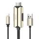 Yesido Lightning til HDMI-adapter med USB for lading - 2m - Gull/Svart