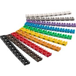 Kabelmerkeklips for kabler på 3,8-5,9 mm i farger - Tall 0-9 - 10x10 stk.
