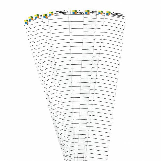 10 stk geocaching loggstrimler i vannavstøtende papir - 108 logger - 3cm