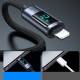 Joyroom vevd USB til Lightning-kabel med display - 1,2m - Svart