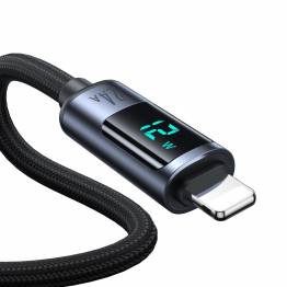  Joyroom vevd USB til Lightning-kabel med display - 1,2m - Svart