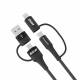 Wozinsky 4-i-1 vevd multi-kabel - 60W - USB-C, Lightning og USB - 1 meter