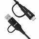 Wozinsky 4-i-1 vevd multi-kabel - 60W - USB-C, Lightning og USB - 1 meter