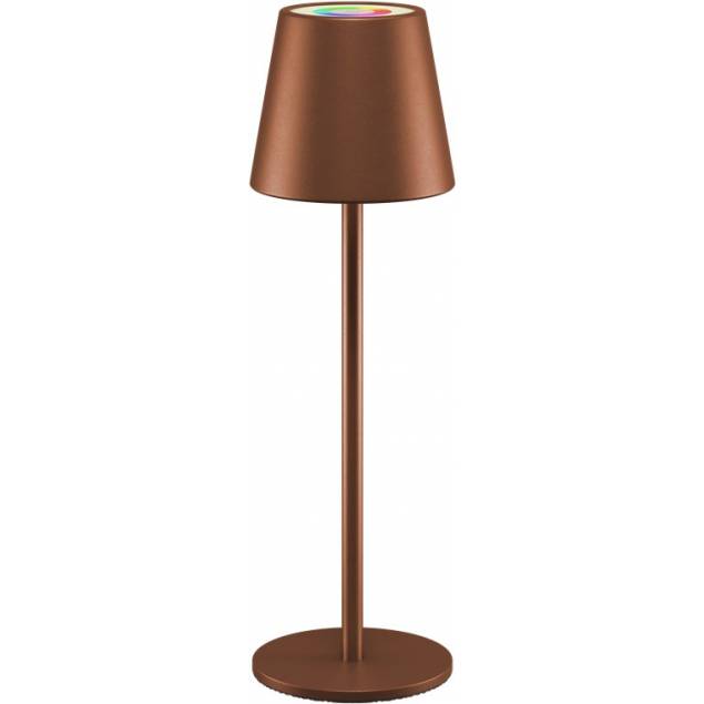 Oppladbar og vanntett RGBW LED-bordlampe med farget lys og touchkontroll - Bronse