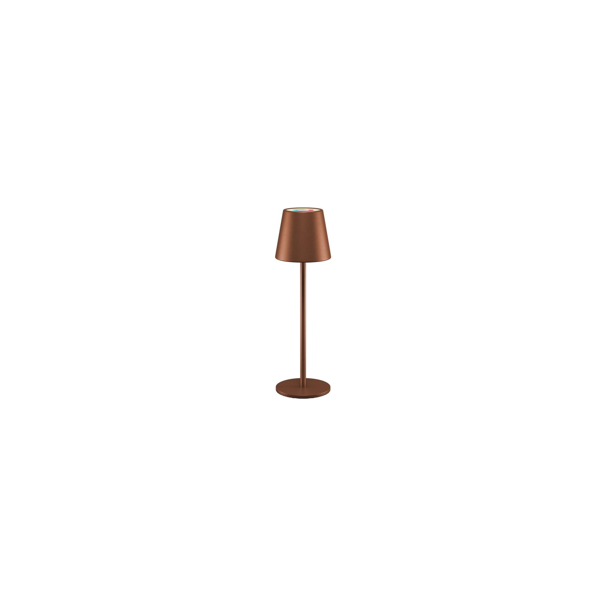 Oppladbar og vanntett RGBW LED-bordlampe med farget lys og touchkontroll – Bronse