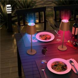  Oppladbar og vanntett RGBW LED-bordlampe med farget lys og touchkontroll - Bronse
