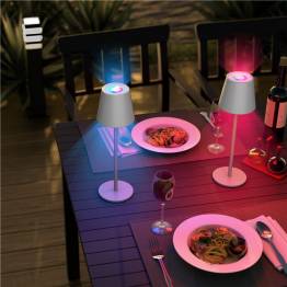  Oppladbar og vanntett RGBW LED-bordlampe med farget lys og touchkontroll - Hvit