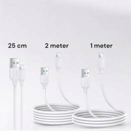  Joyroom 3-pack USB til Lightning-kabel - 0,25m, 1m og 2m - Hvit