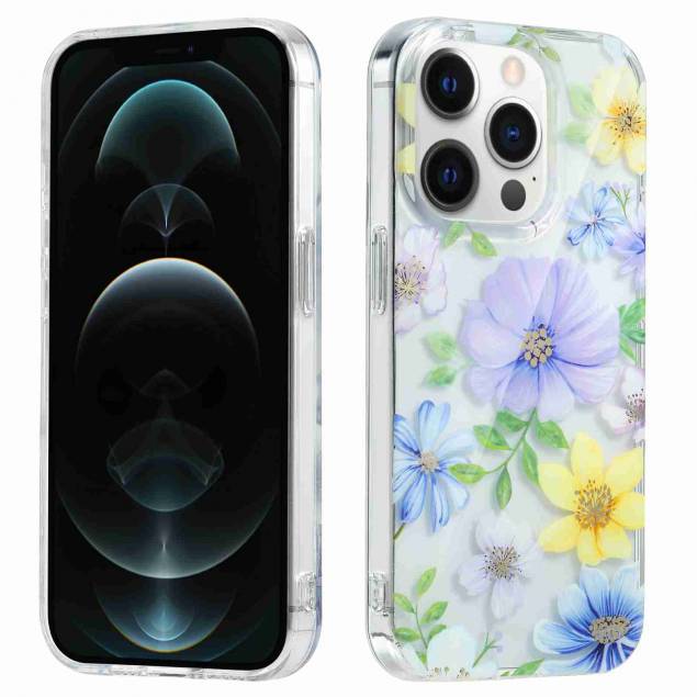 iPhone 12 / 12 Pro deksel med blomster i delikate farger