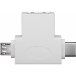 USB-C og MicroUSB multi USB kabel i metal