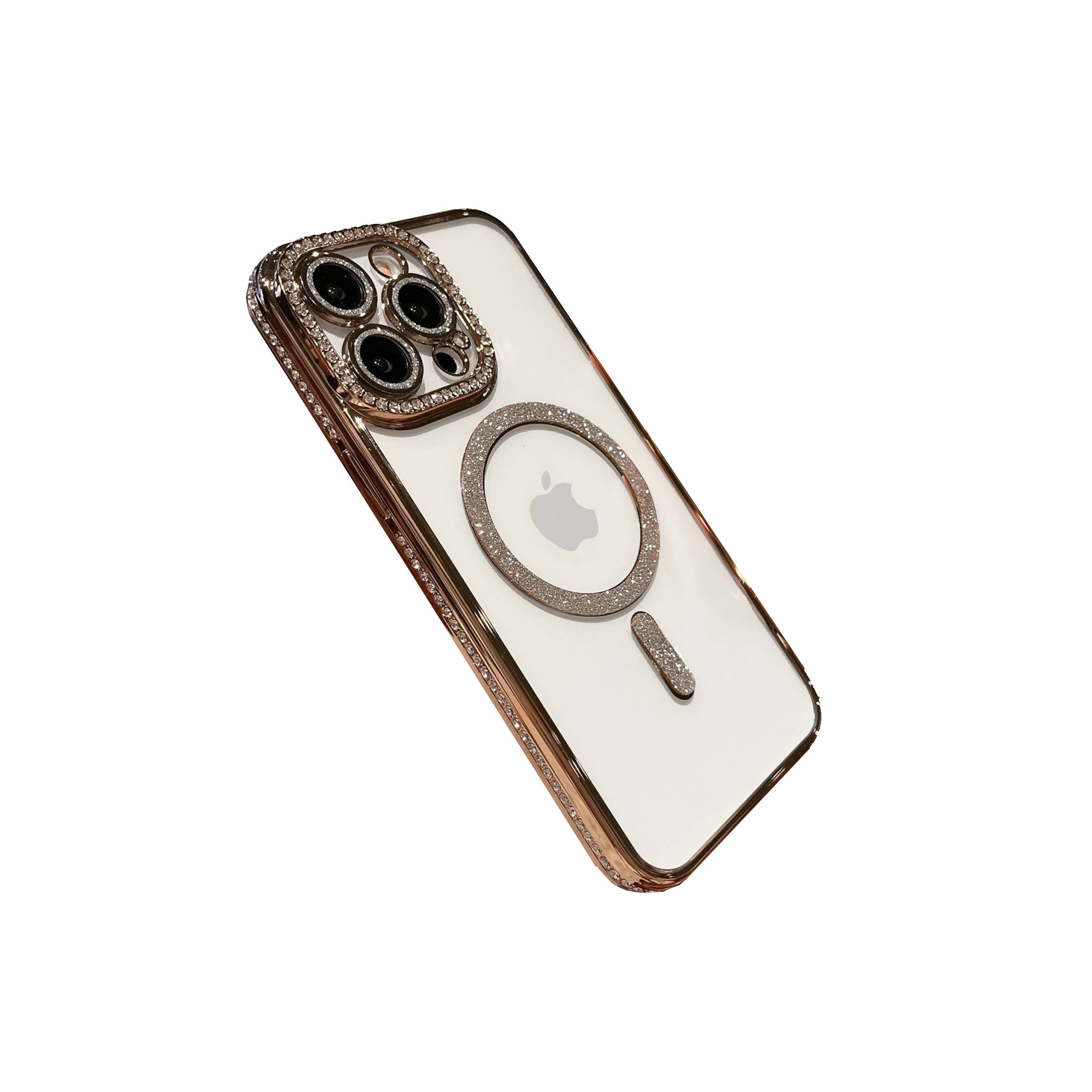 iPhone 13 Pro Max MagSafe deksel med rhinestones – Gull