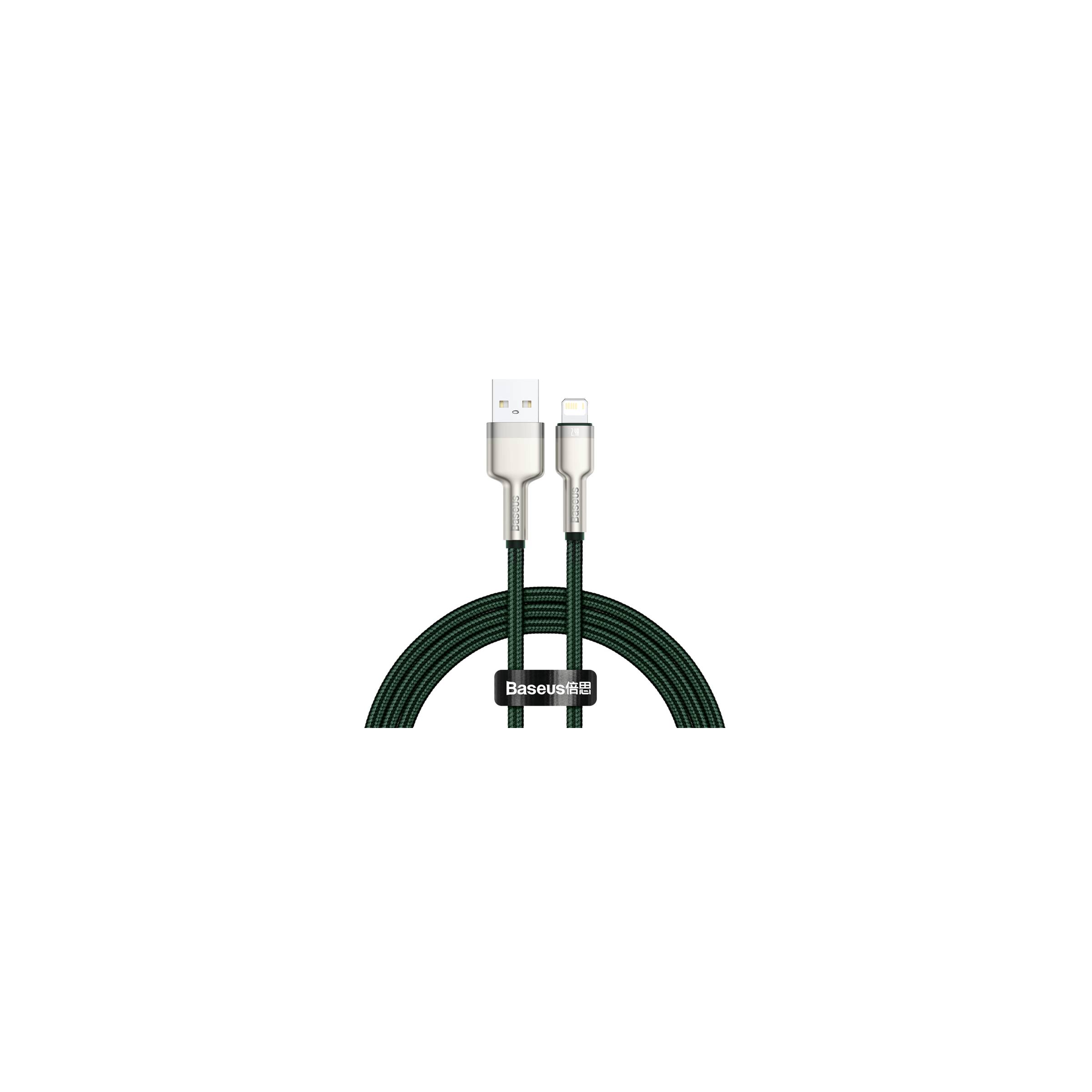 Baseus Metal hardfør vevet Lightning kabel – 1m – Grønn/Grå