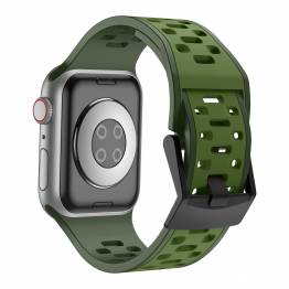  2-farget silikonrem til Apple Watch 42/44/45/49mm - Army grønn/Grønn