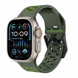 2-farget silikonrem til Apple Watch 42/44/45/49mm - Army grønn/Grønn