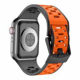  2-farget silikonrem til Apple Watch 42/44/45/49mm - Svart/Oransje