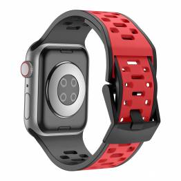  2-farget silikonrem til Apple Watch 42/44/45/49mm - Sort/Rød