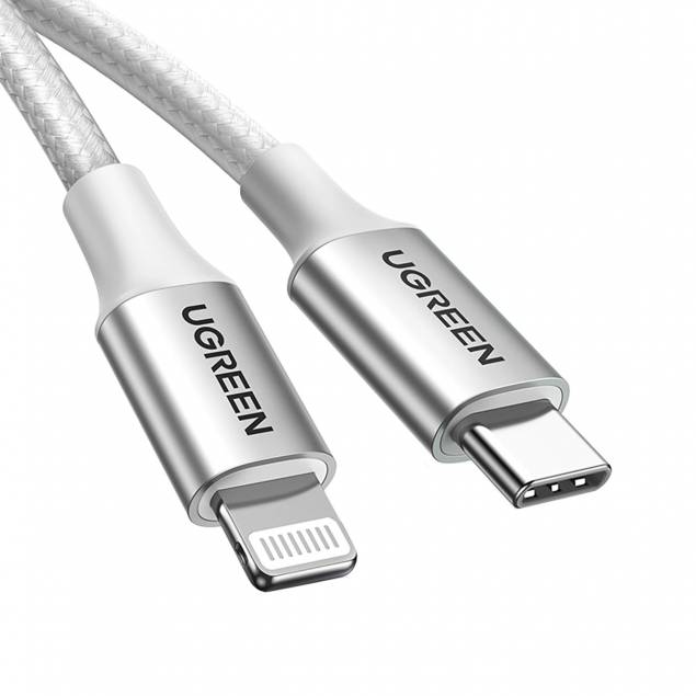 Ugreen vevd USB-C til Lightning kabel - MFi - 1m - Sølv