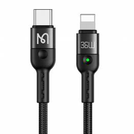  Mcdodo USB-C til Lightning spiralkabel fra 43 til 180 cm - Sort vevd