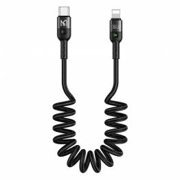 Mcdodo USB-C til Lightning spiralkabel fra 43 til 180 cm - Sort vevd