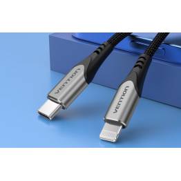  Vention vevd MFi USB-C til Lightning kabel - 2m - Sort/Grå