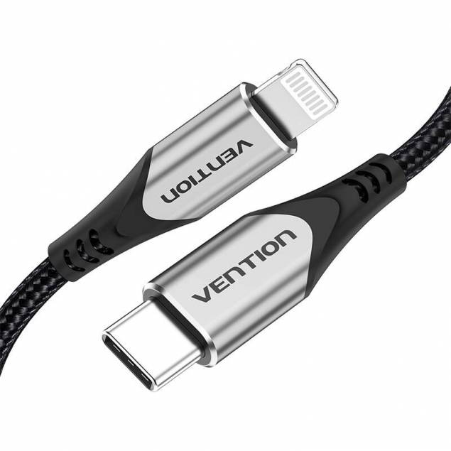 Vention vevd MFi USB-C til Lightning kabel - 2m - Sort/Grå