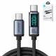 Joyroom vevd USB-C kabel med display - 100W - 1,2m - Sort