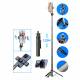 Selfiestang 3-i-1 med tripod, fjernbetjening og dual LED lys - op til 1,33m