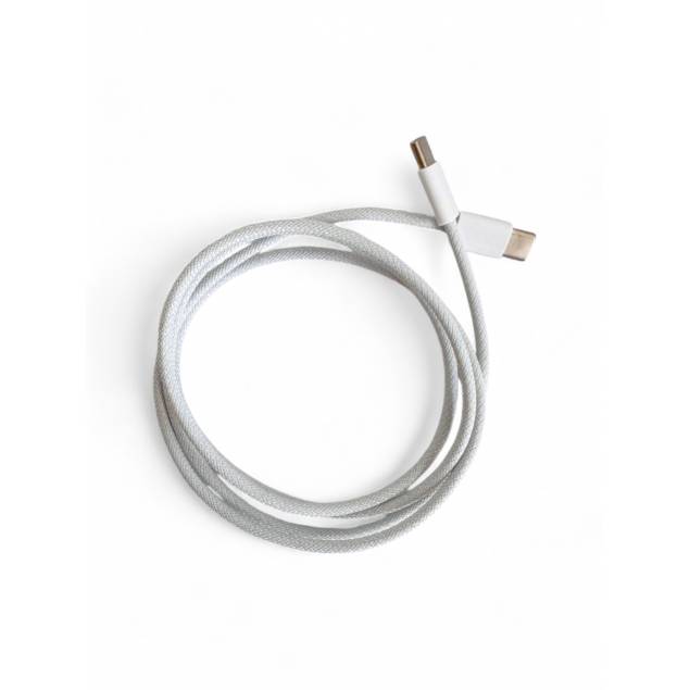 USB-C kabel med nylon veving - 100W - 1m - Hvit