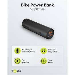  Goobay powerbank til sykkel, sparkesykkel osv. med lommelykt - 5.000 mAh