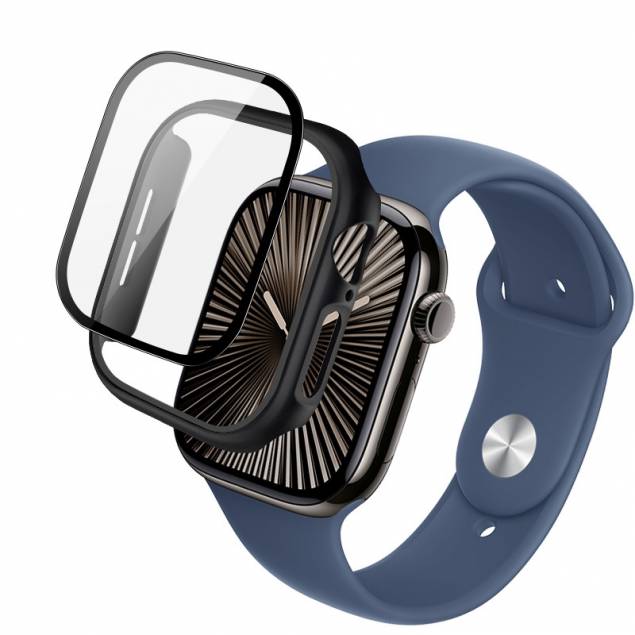 Cover med beskyttelsesglass til Apple Watch 10 - 46mm - Sort