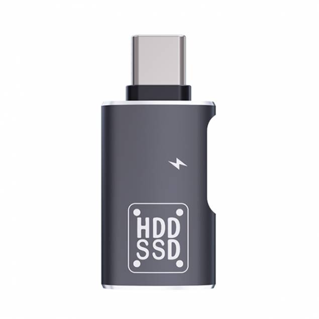 USB-A hun til USB-C han med USB-C port til 15W lading - Sort