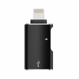 USB-A hun til Lightning han med USB-C port til 15W lading - Sort