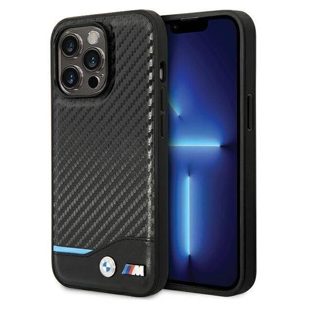 Sæk BMW iPhone 13 Pro Max sort hardcase Læder Carbon