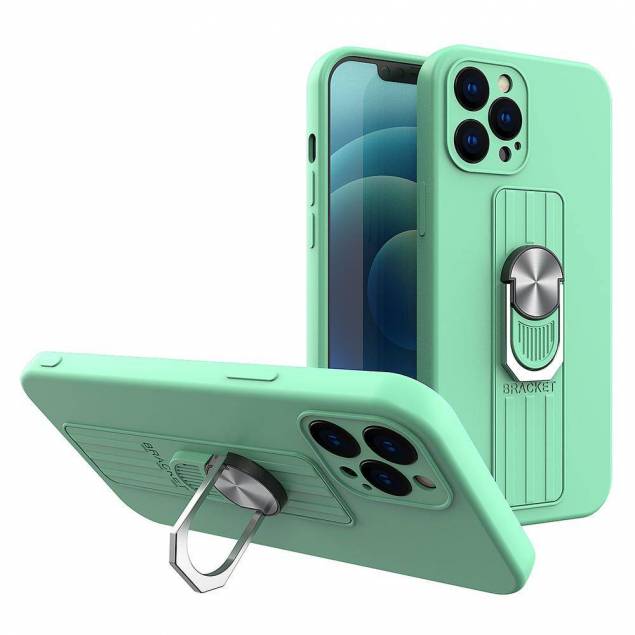 Ring cover af silikone med fingergreb og stativ til iPhone 13 mini mint