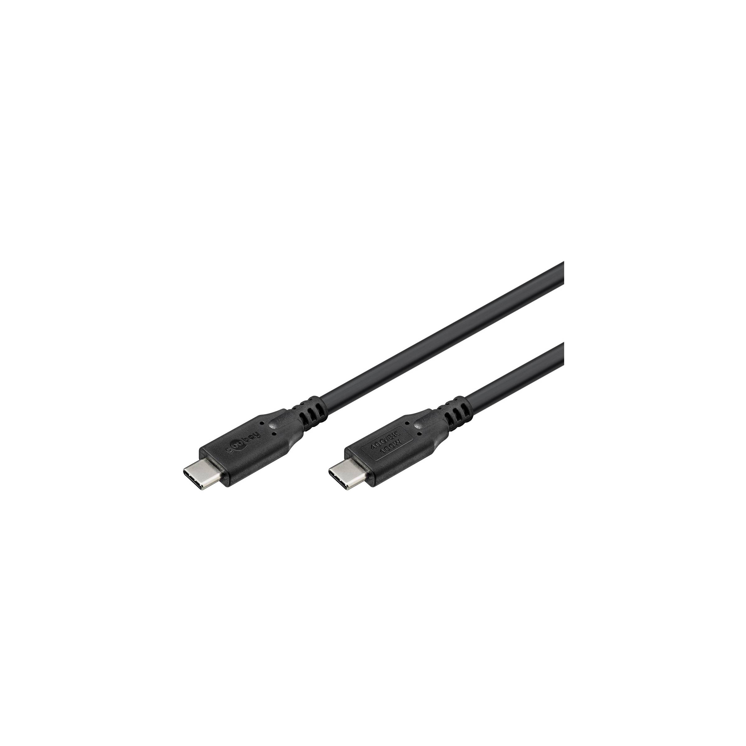 Goobay USB-C kabel 100W PD – USB4 – 40 Gbit/s – 2m – Sort