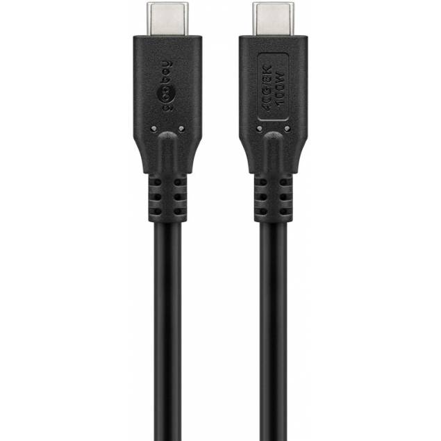 Goobay USB-C kabel 100W PD - USB4 - 40 Gbit/s - 2m - Sort