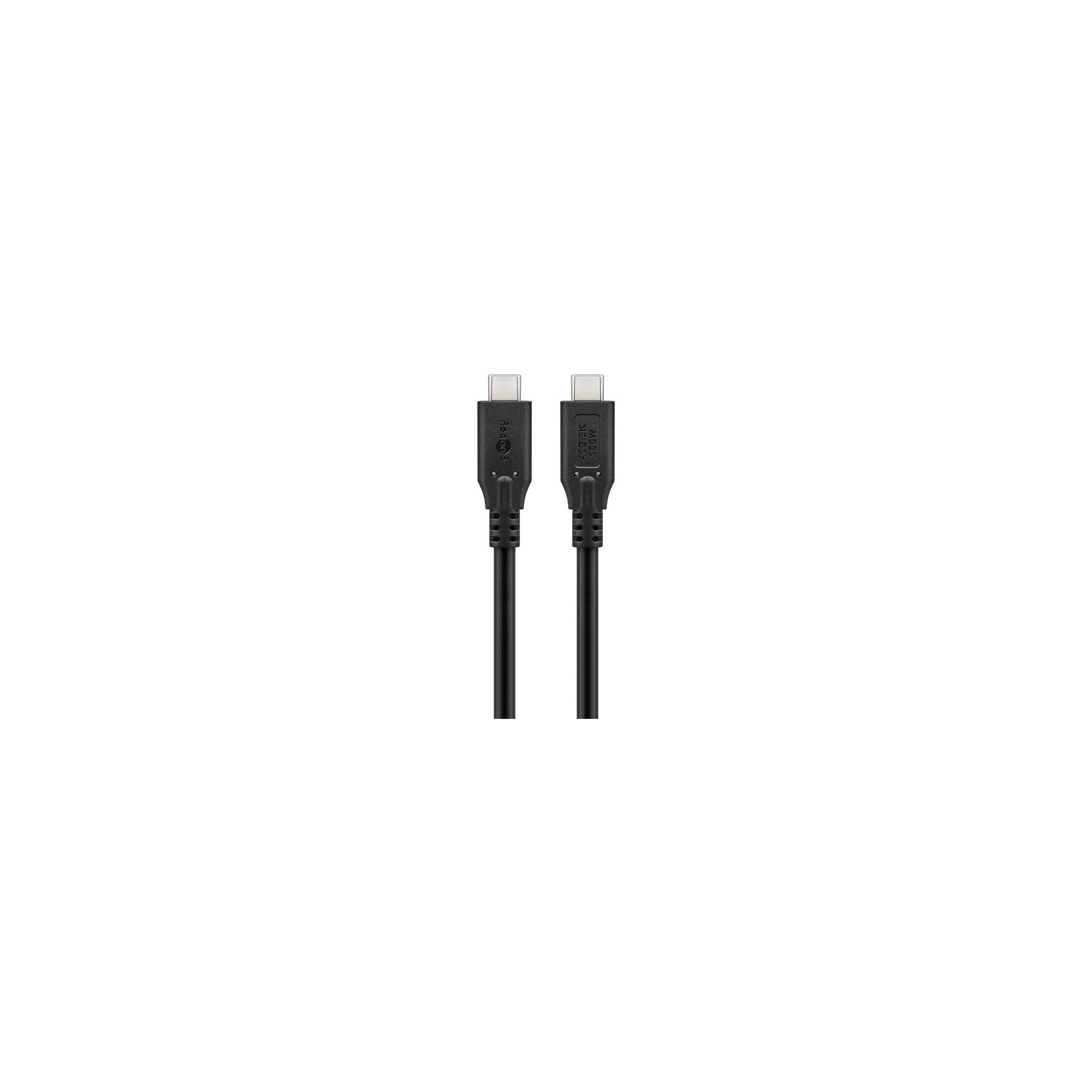 Goobay USB-C kabel 100W PD – USB4 – 40 Gbit/s – 0,5m – Sort